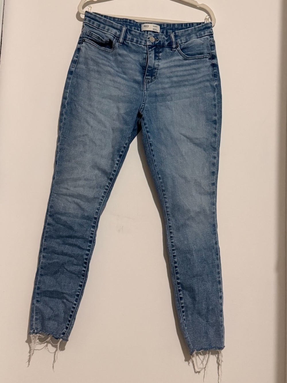 BKE Light Blue Frayed Hem Cropped Jeans